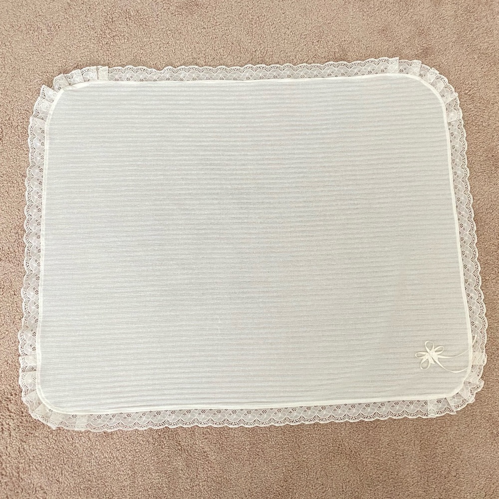 NWOT Baby lace receiving blanket 38” x 31” Cream color baby shower gift